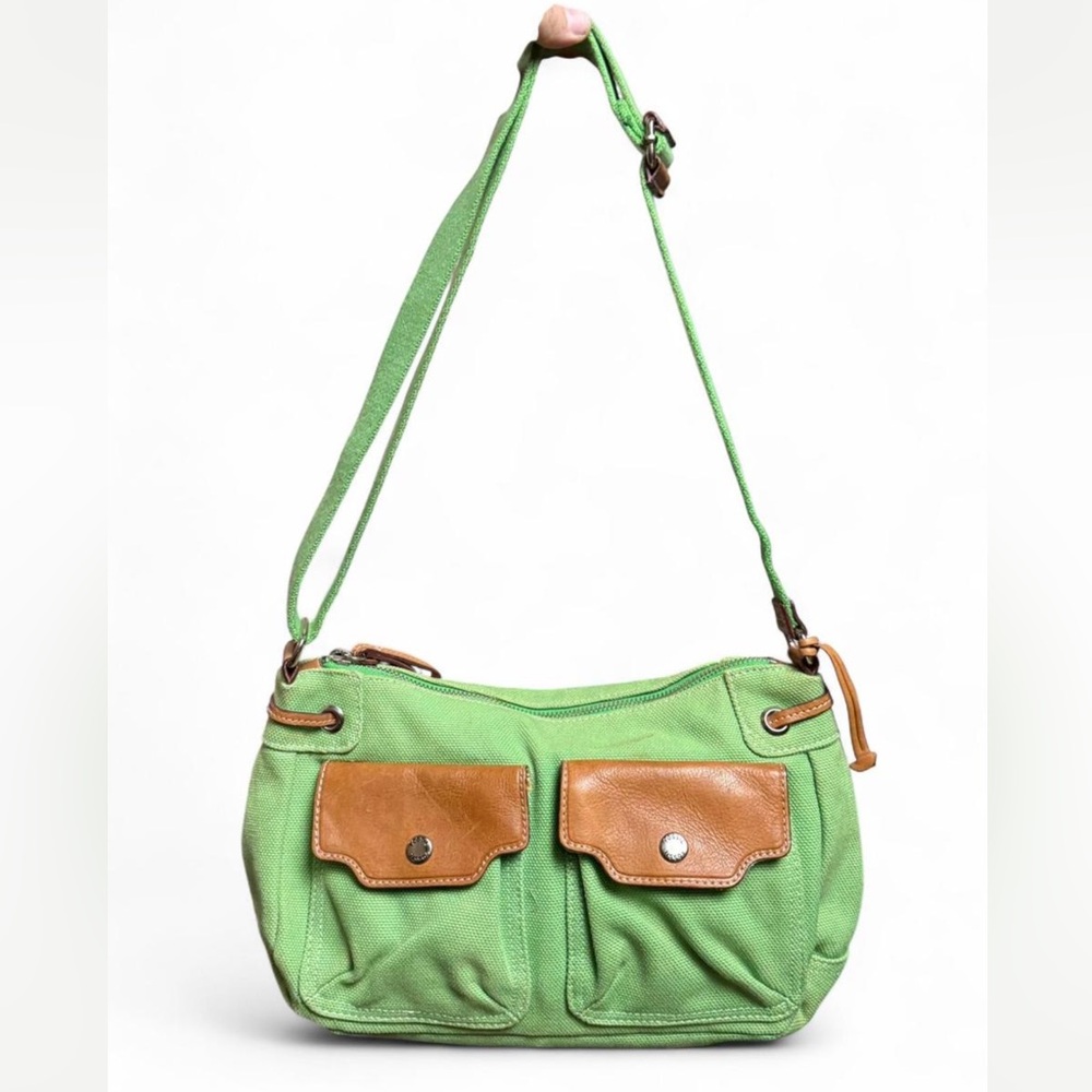 Fossil Green and Tan Shoulder Bag